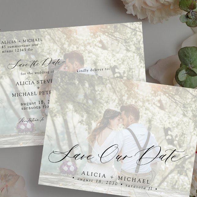 Foto Moderne, elegante Hochzeit Save the Date Postkarte (Von Creator hochgeladen)