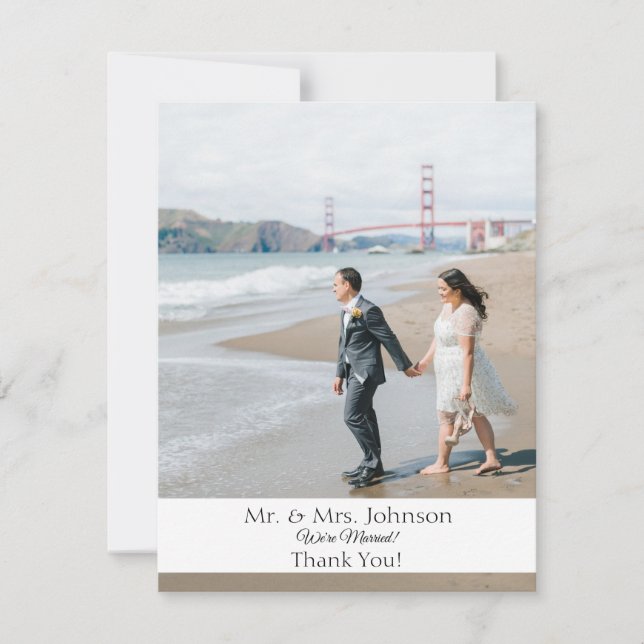 Foto Moderne Hochzeit Dankeschön Karte - Niedriger (Vorderseite)