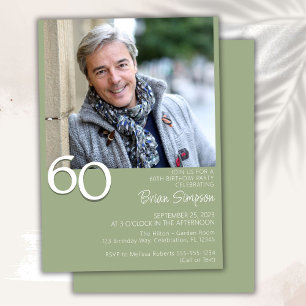 Foto Moderne Minimalistische Szene Grün 60. Geburt Einladung