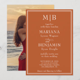 Foto Moderne Minimalistische Terracotta Hochzeit Einladung