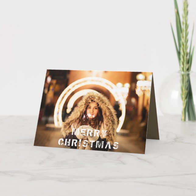 Foto Moderne personalisierbare Weihnachtsfeiertage Feiertagskarte (Vorderseite)