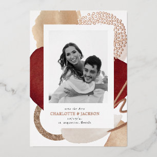 Foto Moderne Rose Gold Folie Save The Date Folieneinladung