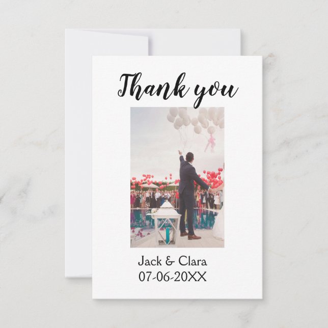 Foto Moderne, schlichte Hochzeit danke (Vorderseite)