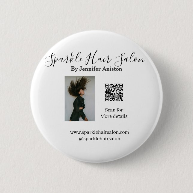 Foto Moderner Friseursalon Kleinunternehmen QR-Cod Button (Vorderseite)