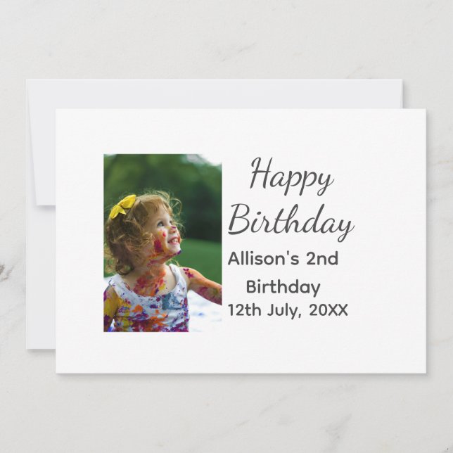 Foto Moderner Klassiker hinzufügen Name Datum Gebu Einladung (Vorderseite)