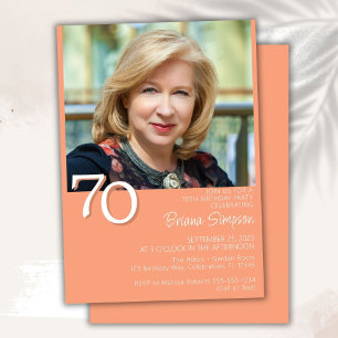 Foto Moderner Minimalistischer Pfirsich 70. Geburt Einladung