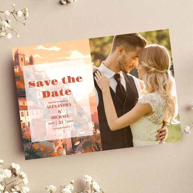 Foto Modernes Elegantes Italien Hochzeit in Urlaub Save The Date (Von Creator hochgeladen)