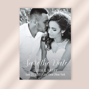 Foto Modernes, elegantes Skript Save the Date Acryleinladungen