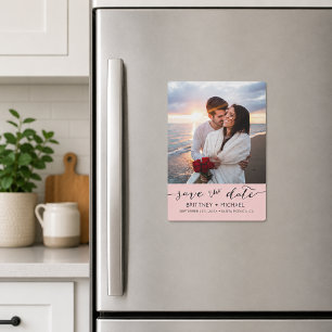 Foto Modernes Rosa Save the Date einfach Magneteinladung