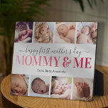 Foto Mommy & Me Plaque zum ersten Muttertag Fotoplatte<br><div class="desc">Elegante Tagesbilderplakette mit dem niedlichen Sprichwort "mommy & me" in einem rosa Farbverlauf Schriftart,  6 Fotos für Sie zu ersetzen durch Ihre eigenen,  und den Kinder-Namen.</div>