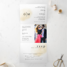 Foto Monogram Bilingual Wedding Einladung