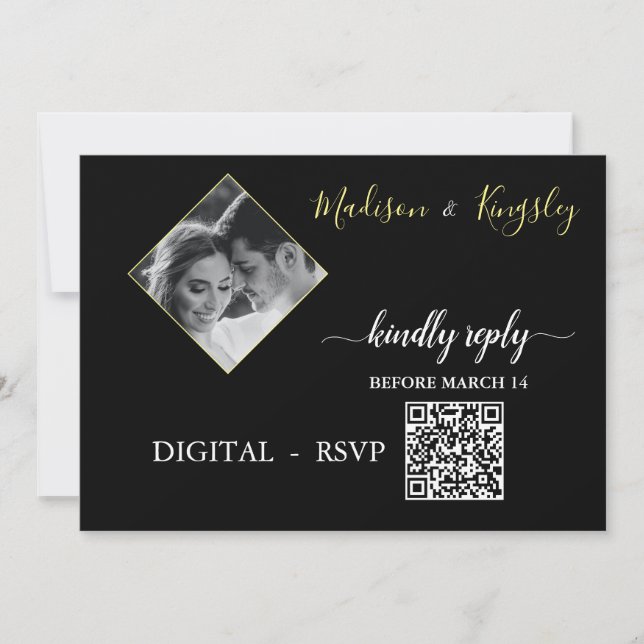 Foto Monogram Edgy Black Fab DIGITAL RSVP CARD Einladung (Vorderseite)
