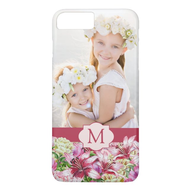 Foto Monogram Foto Burgundy Case-Mate iPhone Hülle (Rückseite)