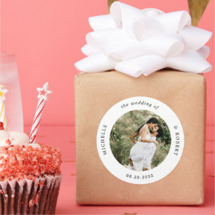 Foto-Monogramm-Hochzeit Runder Aufkleber