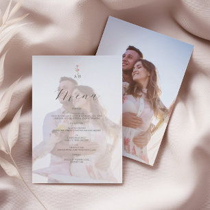 Foto-Monogramm Hochzeitsmenü Menükarte