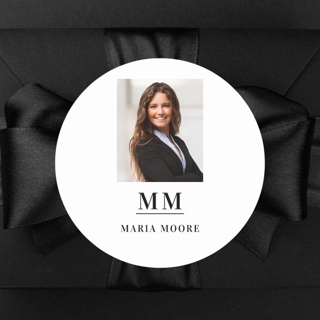 Foto Monogramm Markennamen Runder Aufkleber (Von Creator hochgeladen)