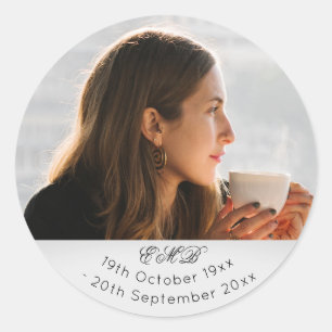 Foto-Monogramm zur Beerdigung Runder Aufkleber