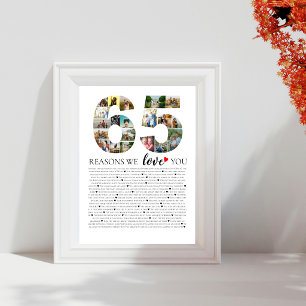 Foto Montage aus 65 Gründen, warum wir Sie Liebe Poster