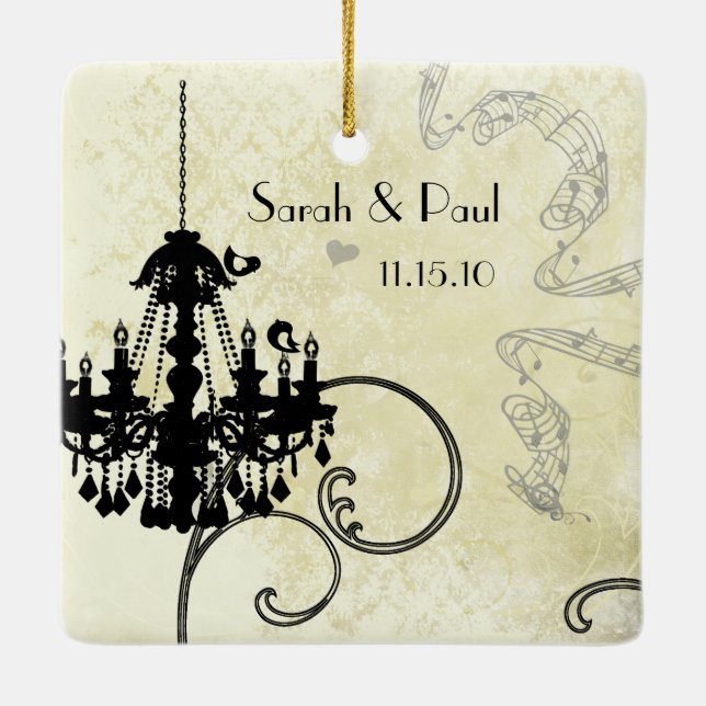 Foto Musical Black Birds Vintag Chandelier Keramikornament (Rückseite)