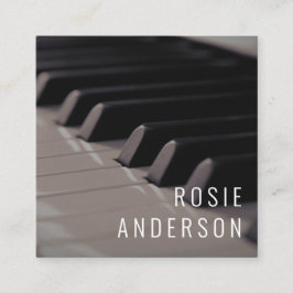 Foto Musician Piano führt QR Code Modernes Schwarz Quadratische Visitenkarte