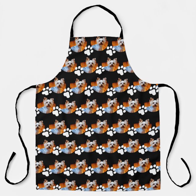 Foto-Muster Navy Blue w Paw Print Schürze (Vorderseite)