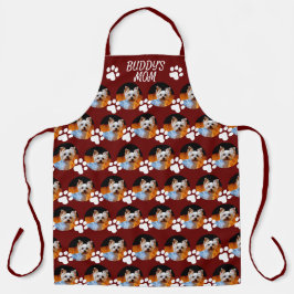 Foto-Mustername Burgund mit Paw Print Schürze