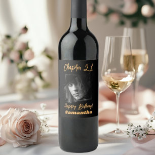 Foto Name 21. Geburtstag Kapitel 21 Schwarzes Gold Weinetikett