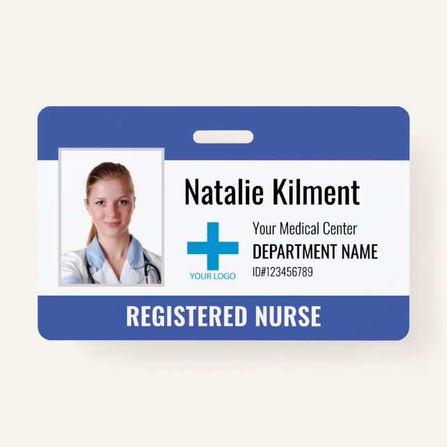 Foto Name des Krankenhauses Logo Blau Schwarz-weiß Ausweis (Vorderseite)