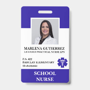 Foto Name ID der modernen Blue School Krankenschwe Ausweis