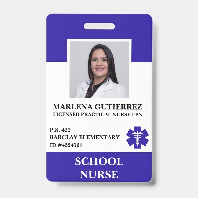 Foto Name ID der modernen Blue School Krankenschwe Ausweis (Front)
