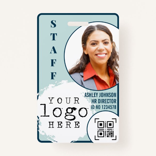 Foto Name Karte QR-Code für moderne Geschäftsmitar Ausweis (Vorderseite)