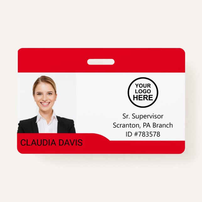 Foto, Name, Logo, Abzeichen Ausweis (Vorderseite)