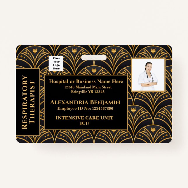 Foto Name Logo-Bar-Code-Krankenhaus Ausweis (Vorderseite)