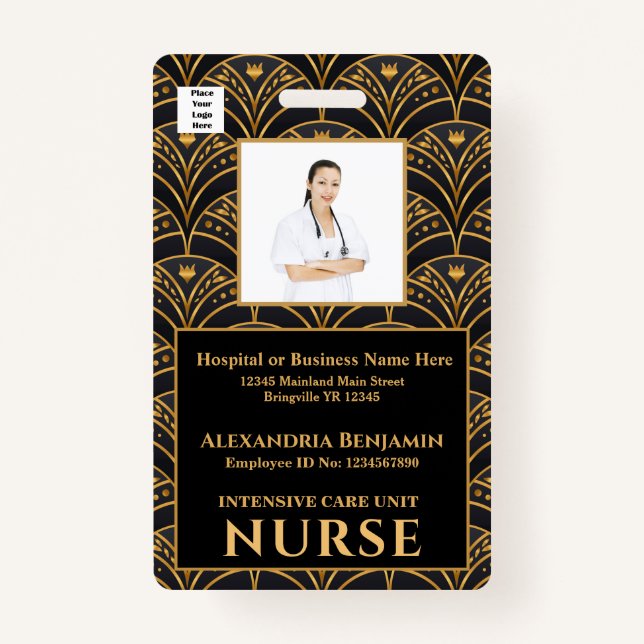 Foto Name Logo-Bar-Code-Krankenhaus Ausweis (Vorderseite)