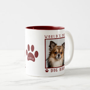 Foto-Name Pfotenabdrücke Burgunderrot Weltbester H Zweifarbige Tasse