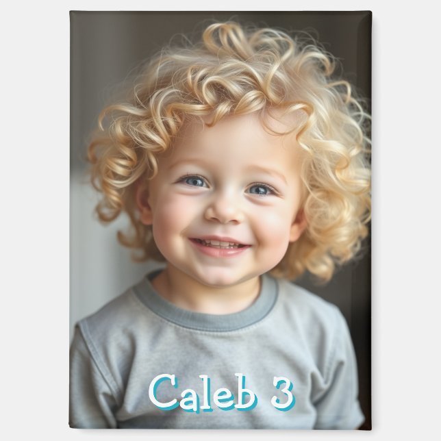 Foto, Name und Alter des personalisierten Kindes Magnet (Vorderseite)