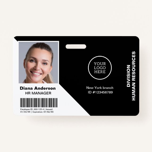 Foto Name Unternehmen Logo Barcode Sicherheit Ausweis (Vorderseite)
