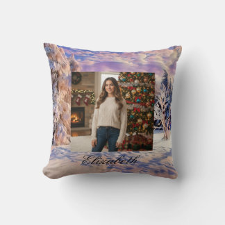 Foto Name Winterlandschaft Wasserfarbe Lila Rosa Kissen