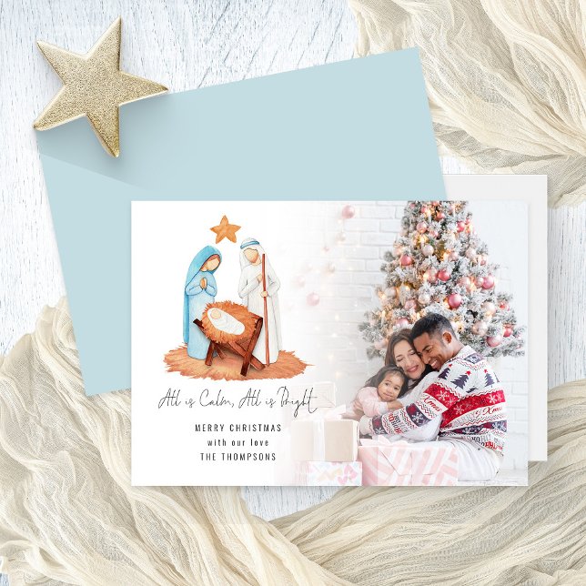 Foto Nativity All ist ruhig Frohe Weihnachten (Front and back view)