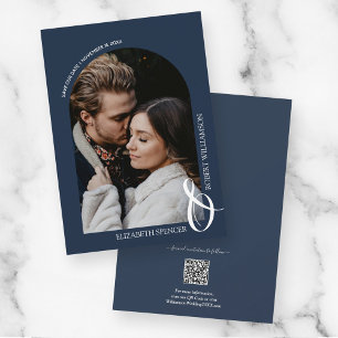 Foto Navy Blue QR Code Hochzeit Save The Date