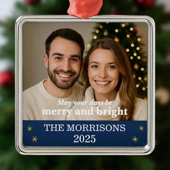 Foto Navy Blue und Gold Snowflakes Ornament Aus Metall (Von Creator hochgeladen)