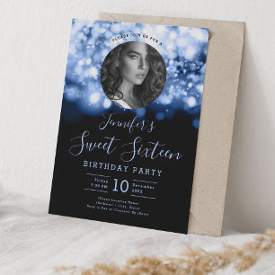 FOTO Navy Hollywood Lights Sweet 16 Party Einladung