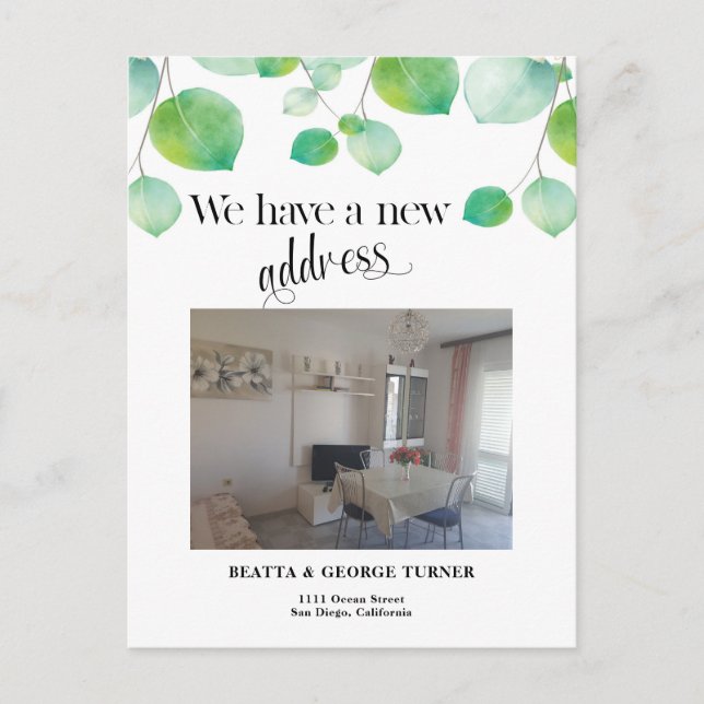 Foto Neue Zuhause-Adresse, Ankündigung Postkarte (Vorderseite)