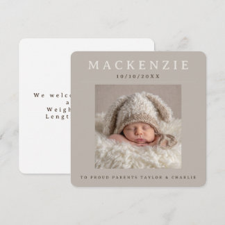 Foto neues Baby Foto Personalisiert 2-seitig Mitteilungskarte