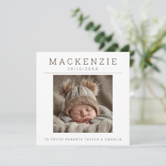 Foto neues Baby Foto Personalisiert 2-seitig Mitteilungskarte