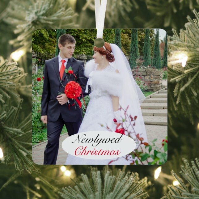 Foto Neuvermählte Weihnachtsfeier Ornament Aus Metall (InSitu)