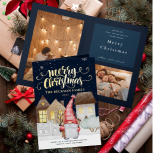 Foto Niedlich Gnomes Winterschnee Frohe Weihnachte