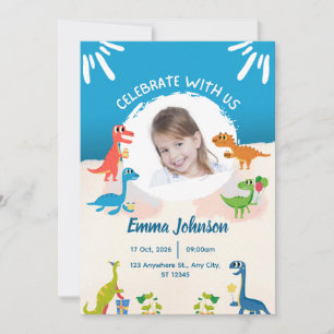Foto Niedliche Dinosaurier für Kinder Einladung zu