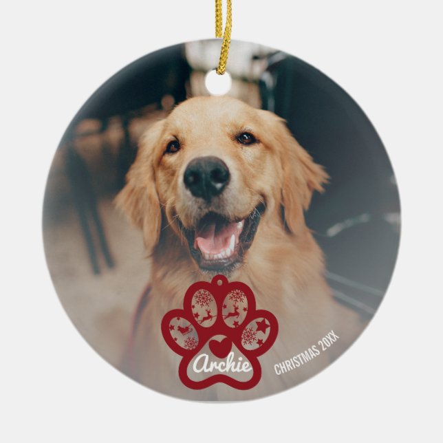 Foto | Niedliche Hundeschmuck Keramik Ornament (Vorne)