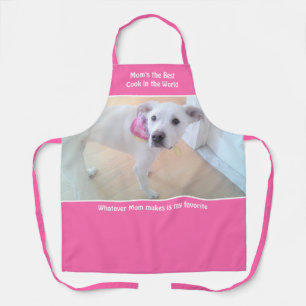 Foto Niedlicher süßer weißer Welpen Hund Pink Best Schürze